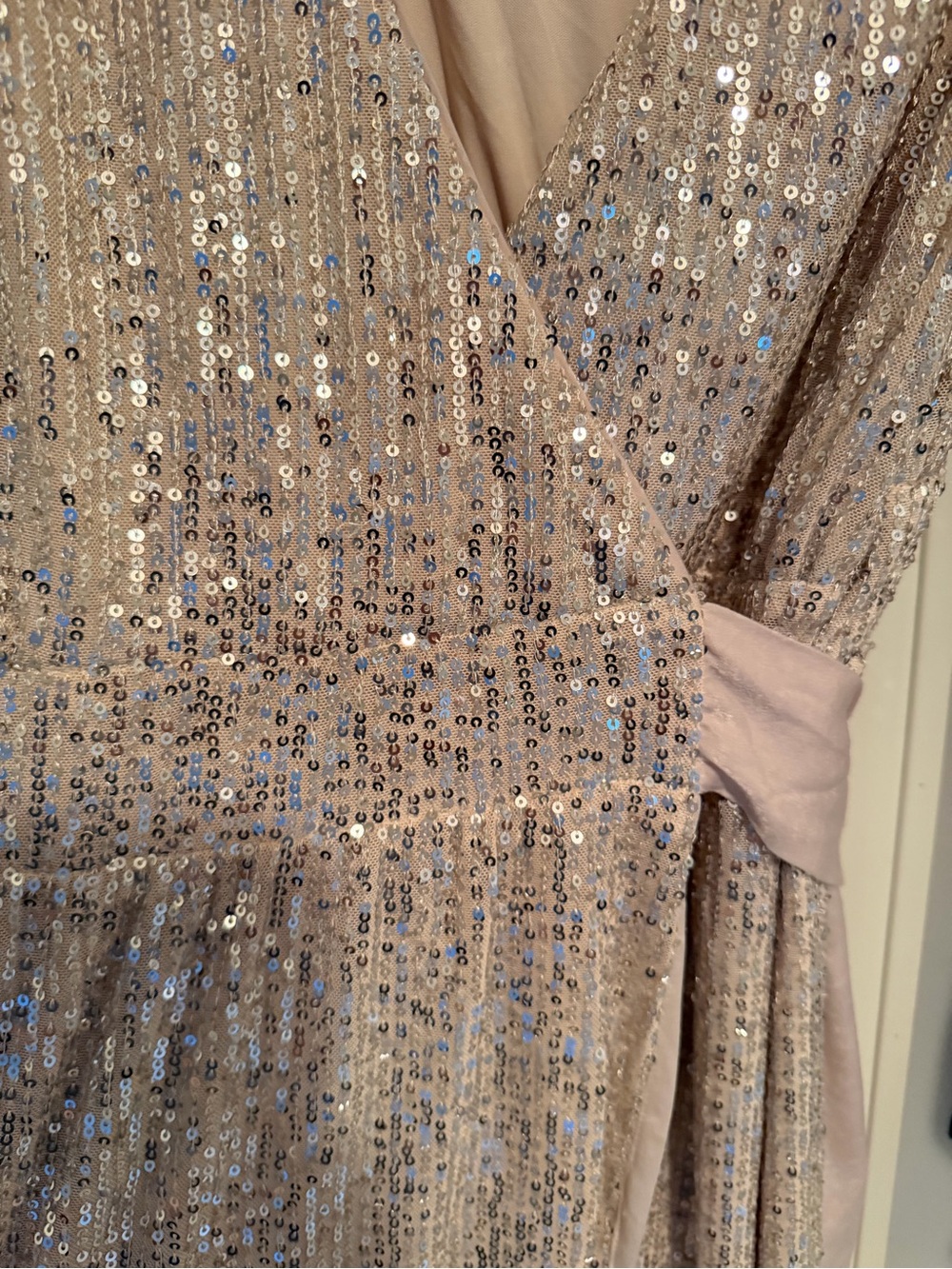 LC Lauren Conrad Champagne Sequin Wrap Maxi Dress - Picture 7 of 10